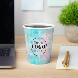 Geometrisches Muster aus risiertem Glas mit Logo Pappbecher