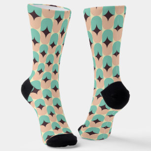Geometrisches Muster aus türkisfarbenen, beigen un Socken