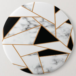 Geometrisches Muster aus weißem Marmor in Gold Button