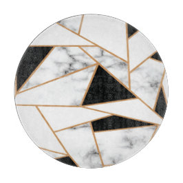 Geometrisches Muster aus weißem Marmor in Gold Schneidebrett