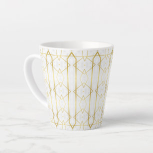 Geometrisches Muster aus weißem Marmor und Gold Milchtasse