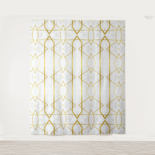 Geometrisches Muster aus weißem Marmor und Gold Wandteppich