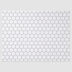 Geometrisches Muster aus weißem und grauem Wabenmu Seidenpapier