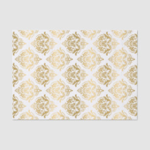 Geometrisches Muster aus weißer und goldener Flora Seidenpapier