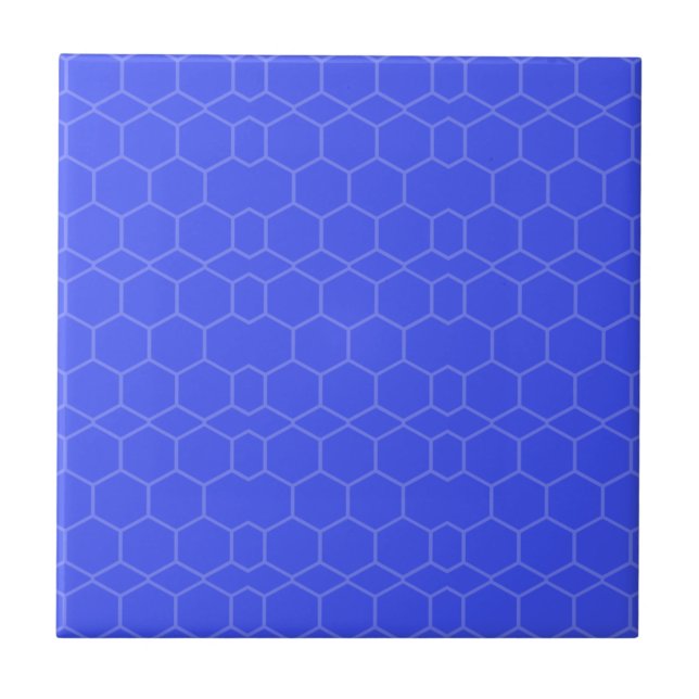 Geometrisches Muster blaue Mosaikwabendekoration Fliese (Vorderseite)