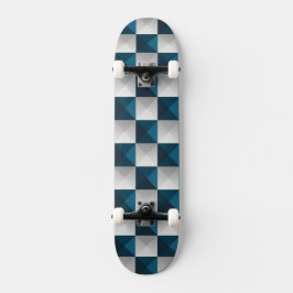 Geometrisches Muster blaues Silberskateboard Skateboard