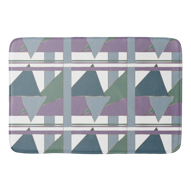 Geometrisches Muster blaues violettes Grün Badematte (Vorderseite)