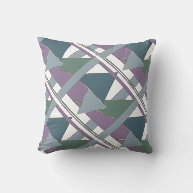 Geometrisches Muster blaues violettes Grün Kissen (Vorderseite)