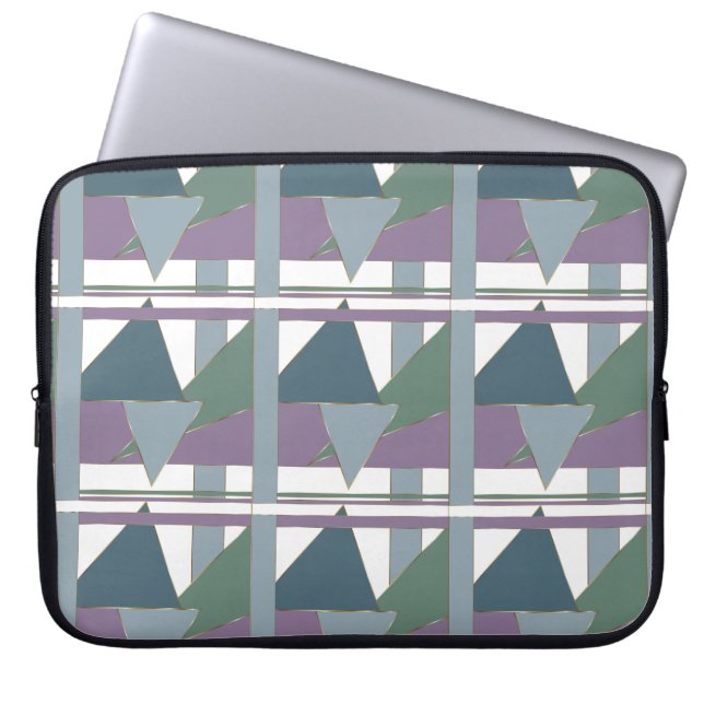 Geometrisches Muster blaues violettes Grün Laptopschutzhülle (Vorderseite)