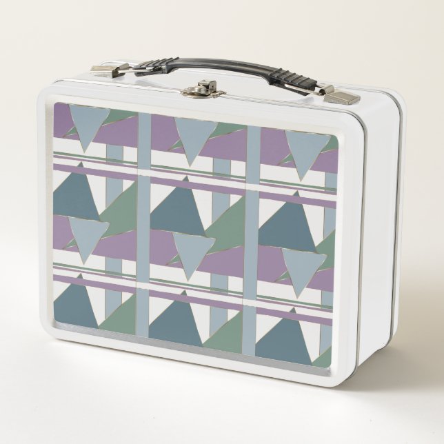 Geometrisches Muster blaues violettes Grün Metall Brotdose (Vorderseite)