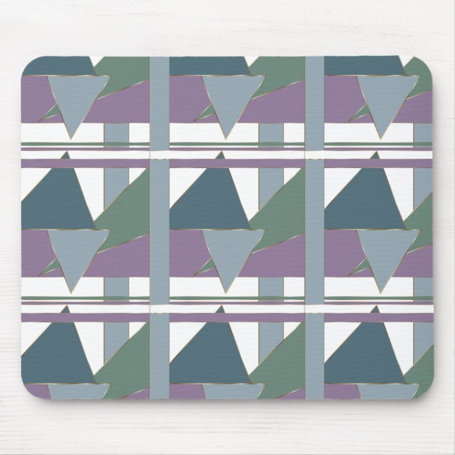 Geometrisches Muster blaues violettes Grün Mousepad (Vorne)