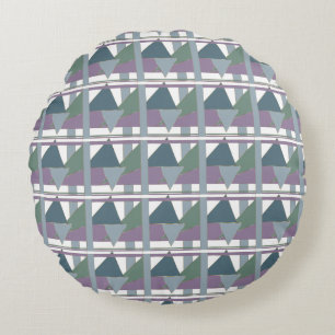 Geometrisches Muster blaues violettes Grün Rundes Kissen