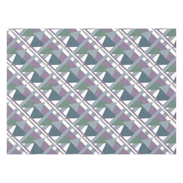 Geometrisches Muster blaues violettes Grün Tischdecke (Vorderseite (Horizontal))