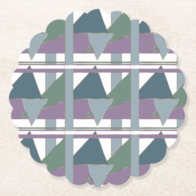 Geometrisches Muster blaues violettes Grün Untersetzer (Vorderseite)