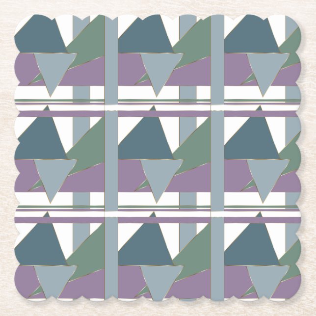 Geometrisches Muster blaues violettes Grün Untersetzer (Vorderseite)