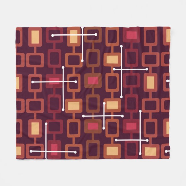 Geometrisches Muster-Burgundy des Retro-Modells de Fleecedecke (Vorderseite (Horizontal))