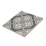 Geometrisches Muster dekorative Quatrefolien-Keram Fliese<br><div class="desc">Ein modernes geometrisches Quarrefolienmuster für eine Küche Backsplash, Kunstfliesen, Kaminumgebung, Bad und Dusche. Sie mögen diesen Stil auch in einer gerahmten Kachel oder Keepake Box. Dunkle Holzkohle grau und weiß.</div>