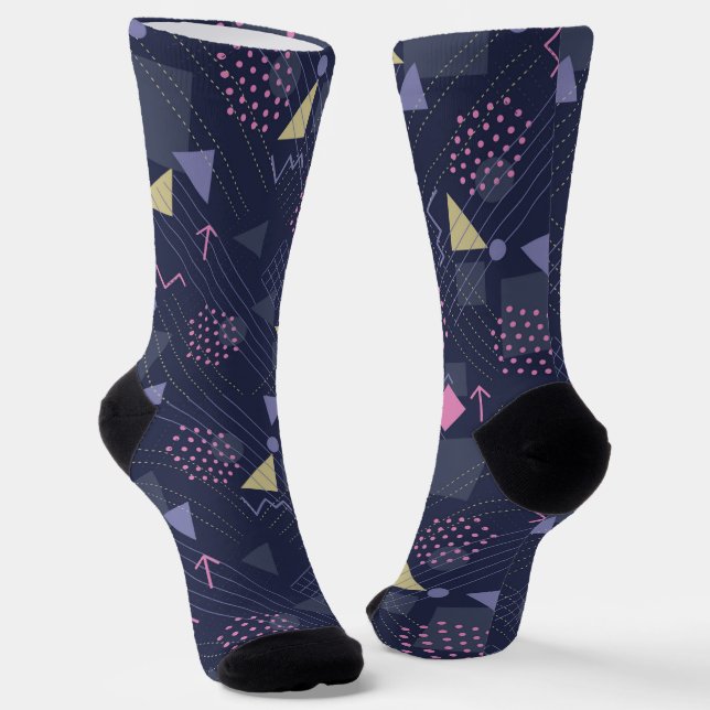 geometrisches Muster der 90er Jahre Socken (Gewinkelt)