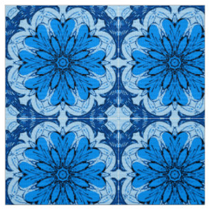 Geometrisches Muster der Blume in Cerulean & Light Stoff