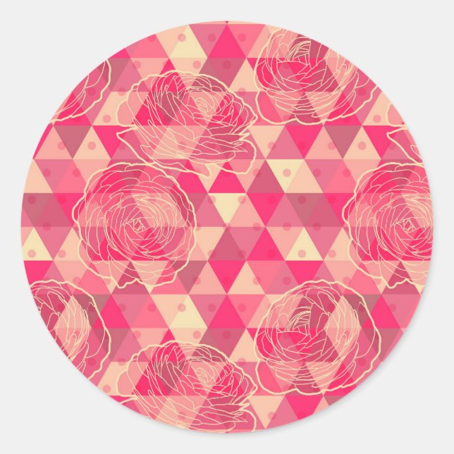geometrisches Muster der Blume Runder Aufkleber (Vorderseite)