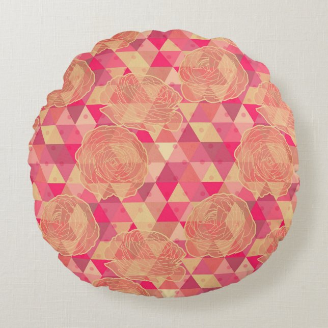Geometrisches Muster der Blume Rundes Kissen (Vorderseite)