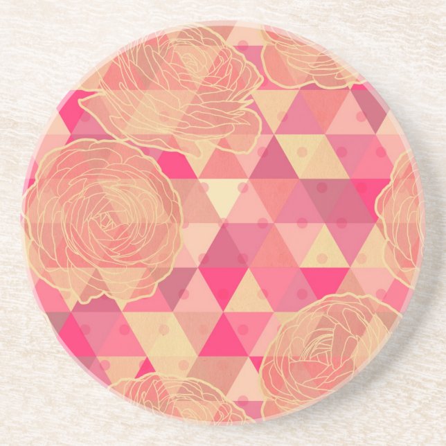 Geometrisches Muster der Blume Sandstein Untersetzer (Vorne)