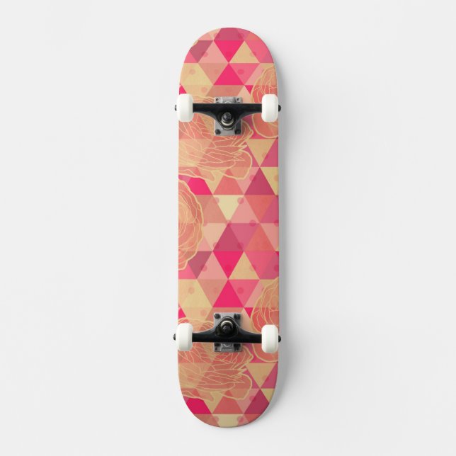Geometrisches Muster der Blume Skateboard (Vorderseite)