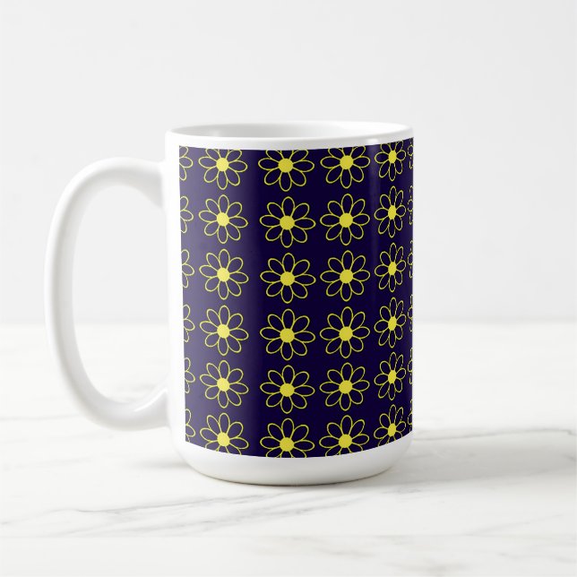 Geometrisches Muster der Gelben Daisy-Blume Kaffeetasse (Links)