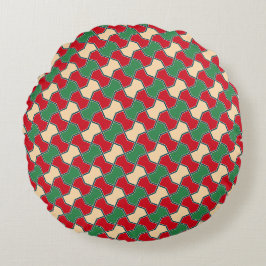 Geometrisches Muster der Krawatte Oriental Red Gre Rundes Kissen