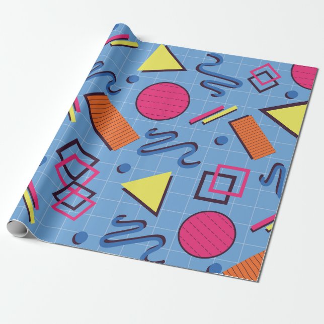 Geometrisches Muster der Retro-90er-Jahre Geschenkpapier (Ungerollt)
