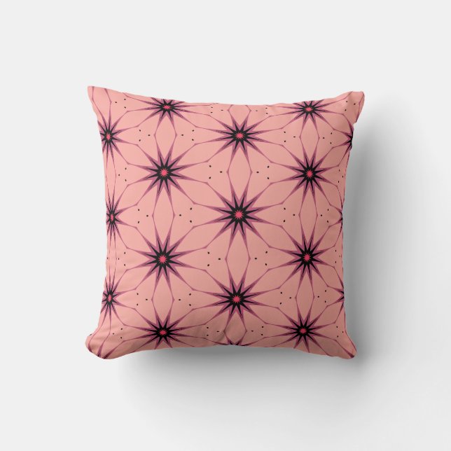 Geometrisches Muster der rosa Sternexplosion Kissen (Vorderseite)