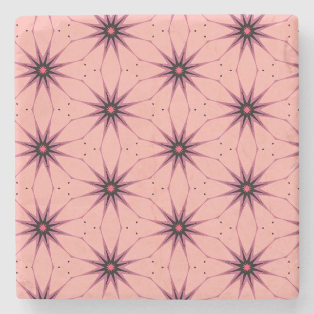 Geometrisches Muster der rosa Sternexplosion Steinuntersetzer (Vorderseite)