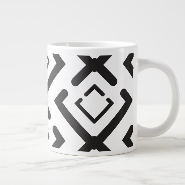 Geometrisches Muster der schwarzen, geometrischen  Jumbo-Tasse (Rechts)
