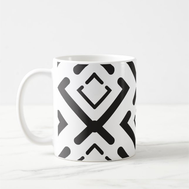 Geometrisches Muster der schwarzen, geometrischen  Kaffeetasse (Links)