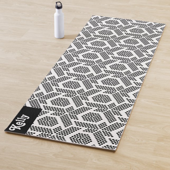 geometrisches Muster der schwarzen und weißen Punk Yogamatte (Beispiel)