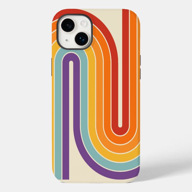 Geometrisches Muster der Streifen im Retro-Stil de Case-Mate iPhone 14 Plus Hülle (Rückseite)