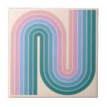Geometrisches Muster der Streifen im Retro-Stil de Fliese<br><div class="desc">Farbenfrohe 70er Retro Vintage geometrische Muster in Pastellfarben.</div>