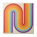 Geometrisches Muster der Streifen im Retro-Stil de Fliese<br><div class="desc">Farbenfrohe 70er Retro Vintag Style Geometric Pattern.</div>