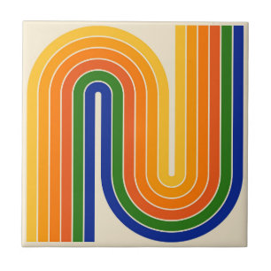 Geometrisches Muster der Streifen im Retro-Stil de Fliese