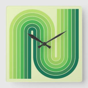 Geometrisches Muster der Streifen im Retro-Stil de Quadratische Wanduhr