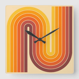 Geometrisches Muster der Streifen im Retro-Stil de Quadratische Wanduhr