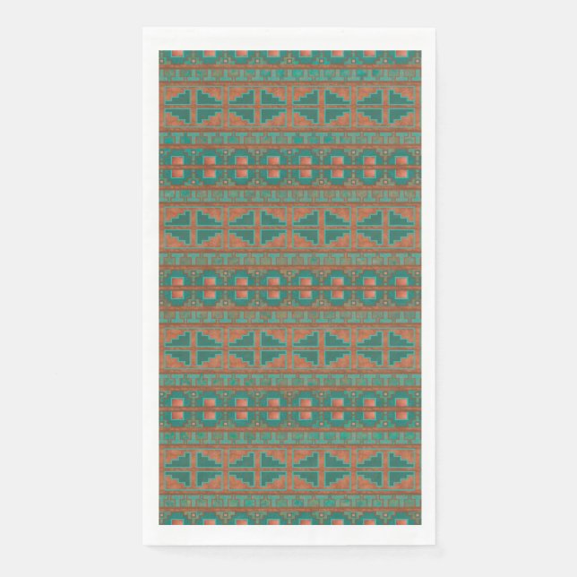 Geometrisches Muster der südwestlichsten Aquamarin Serviette (Vorderseite)