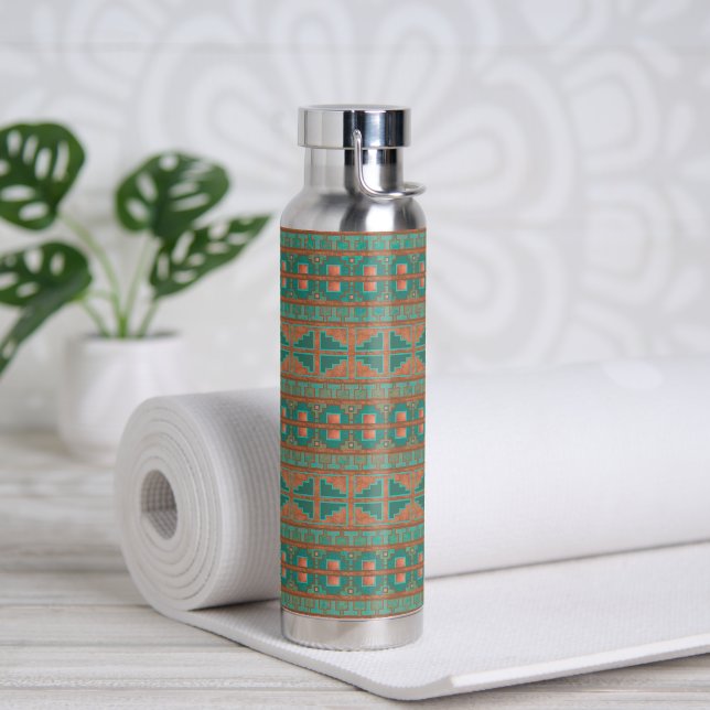 Geometrisches Muster der südwestlichsten Aquamarin Trinkflasche (Yoga)