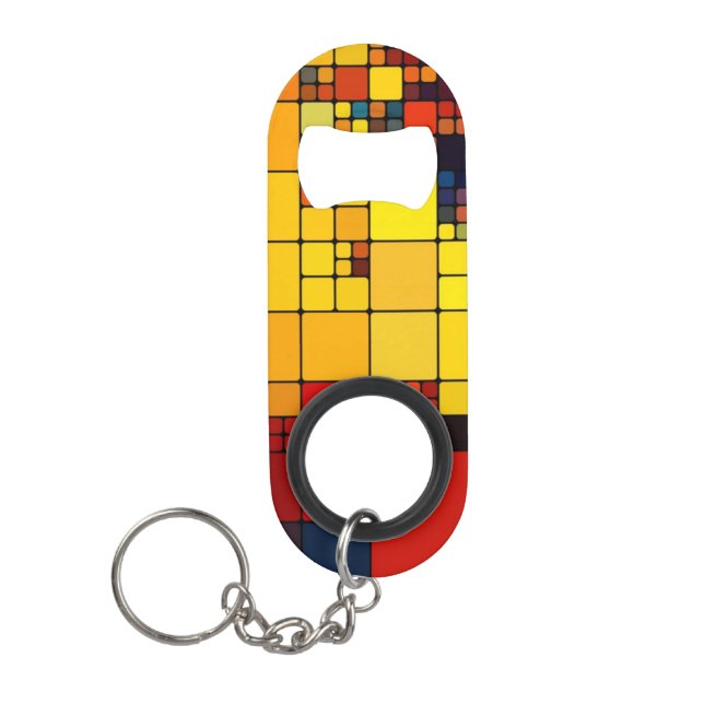 Geometrisches Muster des abstrakten vibrierenden Mini Flaschenöffner (Vorderseite)