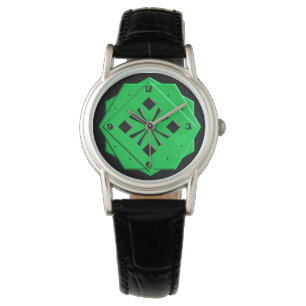Geometrisches Muster des Kunst-Dekosmaragdgrüns Armbanduhr