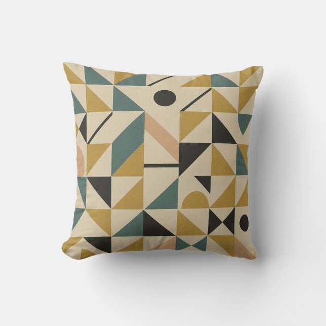 Geometrisches Muster des mittleren Jahrhunderts Kissen (Vorderseite)