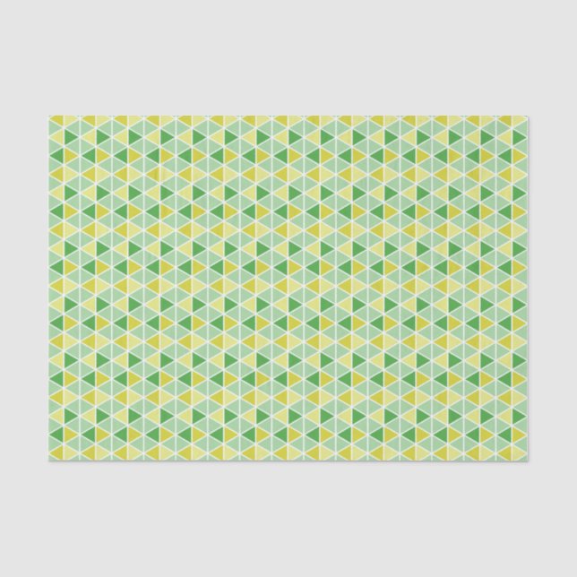 Geometrisches Muster des modernen grünen Gelbdreie Seidenpapier (Vorderseite)