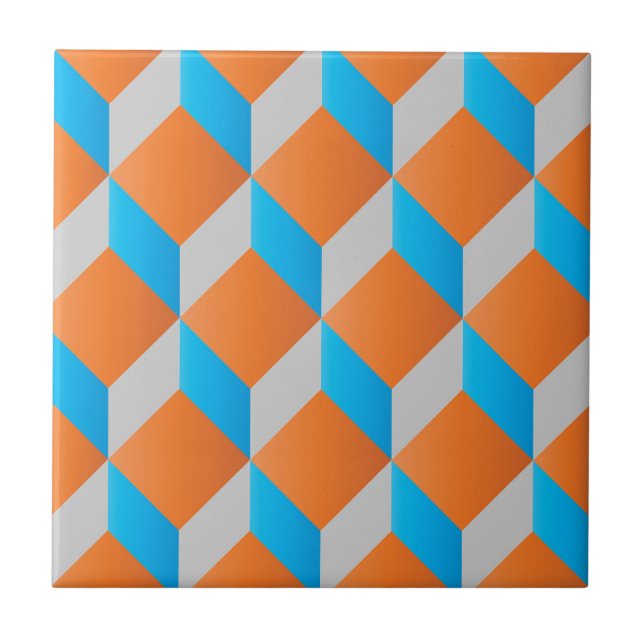 Geometrisches Muster des Würfels 3d - Retro Fliese (Vorderseite)