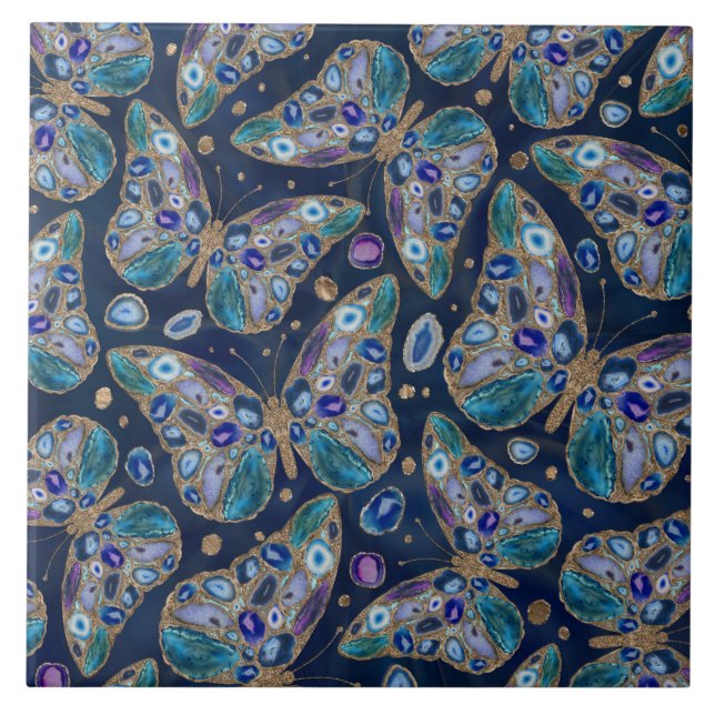 Geometrisches Muster für blaue und Lila Geoden Fliese (Vorderseite)