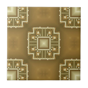 Geometrisches Muster für Gold und Creme Fliese
